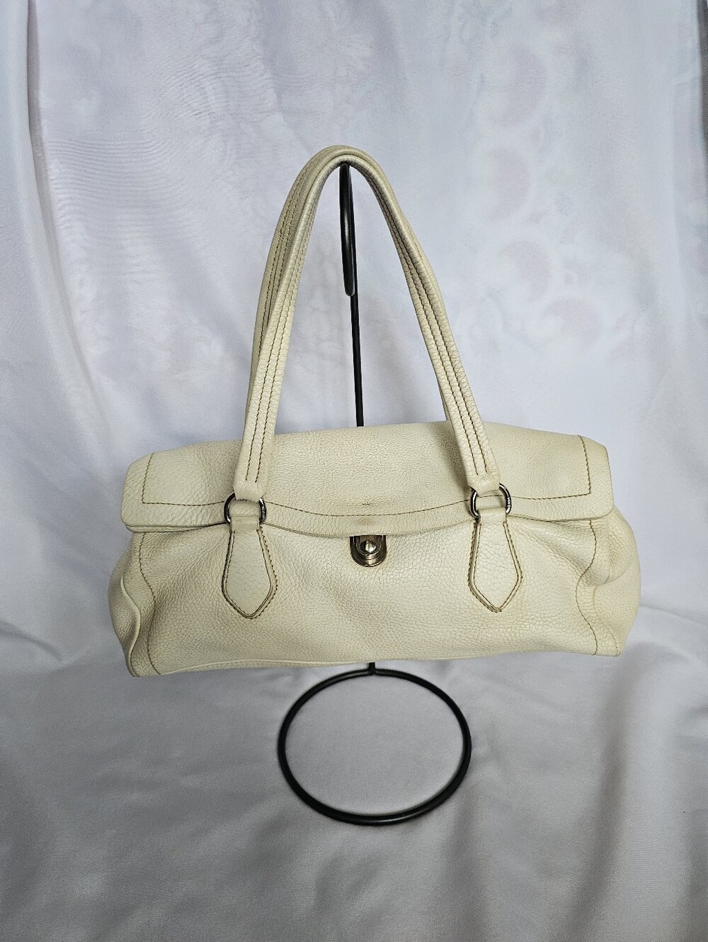 Authentic Vintage Prada Blanca (Bone White) Pebbled Leather Satchel